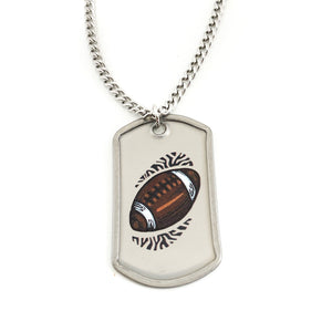 Football Mini Dog Tag Philippians 4:13 Necklace On Curb Chain - Forgiven Jewelry
