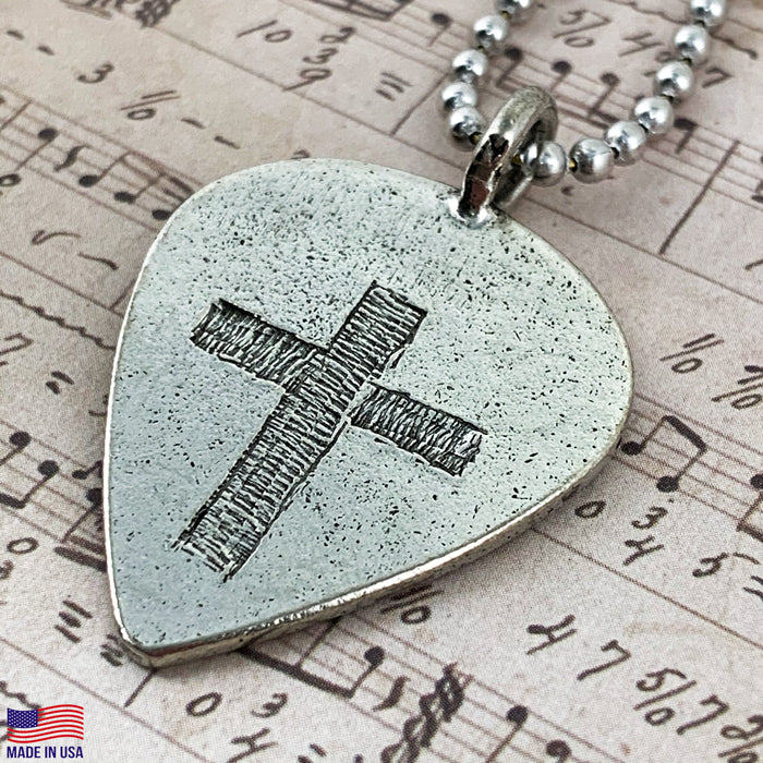 Cross Guitar Pick On Ball Chain - Forgiven Jewelry