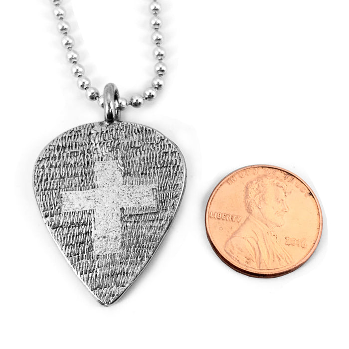 Cross Guitar Pick On Ball Chain - Forgiven Jewelry