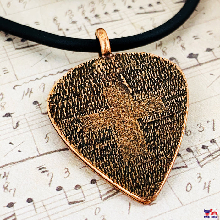 Cross Copper Guitar Pick Necklace - Forgiven Jewelry