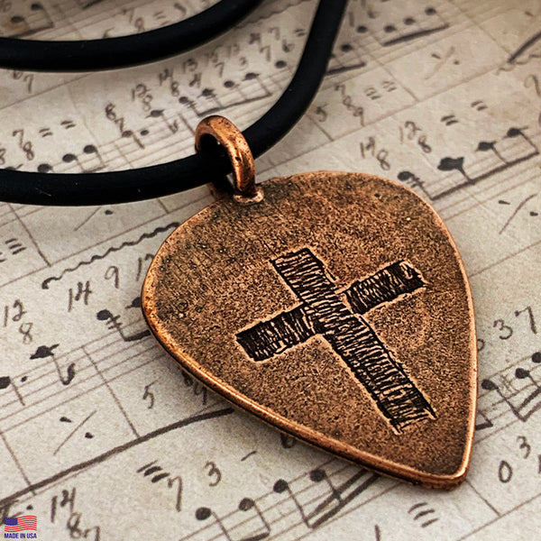 Cross Copper Guitar Pick Necklace - Forgiven Jewelry
