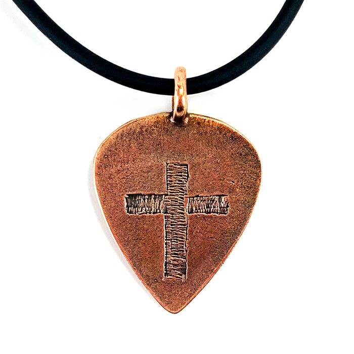 Cross Copper Guitar Pick Necklace - Forgiven Jewelry