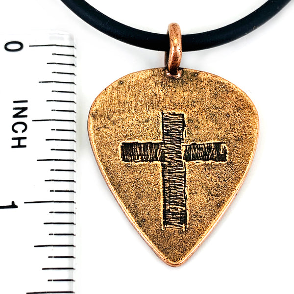 Cross Copper Guitar Pick Necklace - Forgiven Jewelry