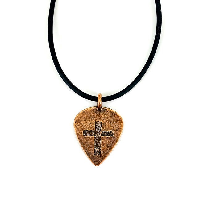 Cross Copper Guitar Pick Necklace - Forgiven Jewelry