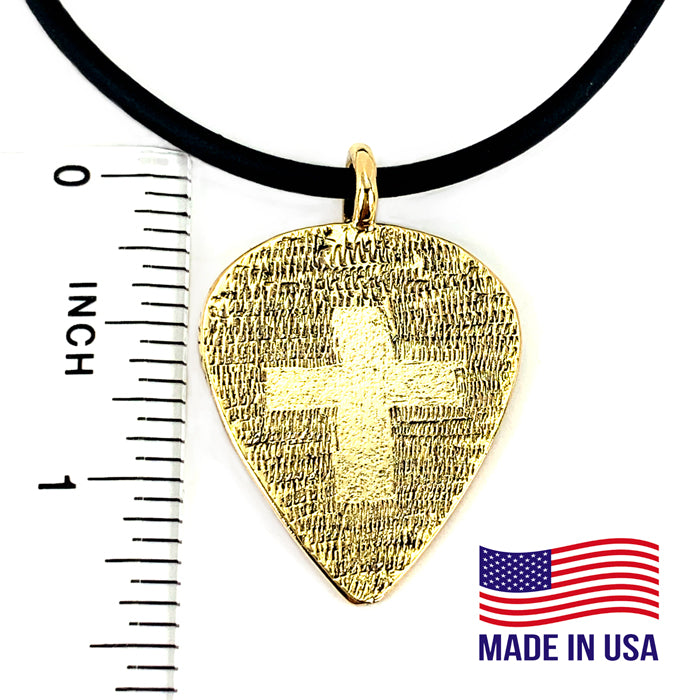 Cross Gold Guitar Pick Necklace - Forgiven Jewelry