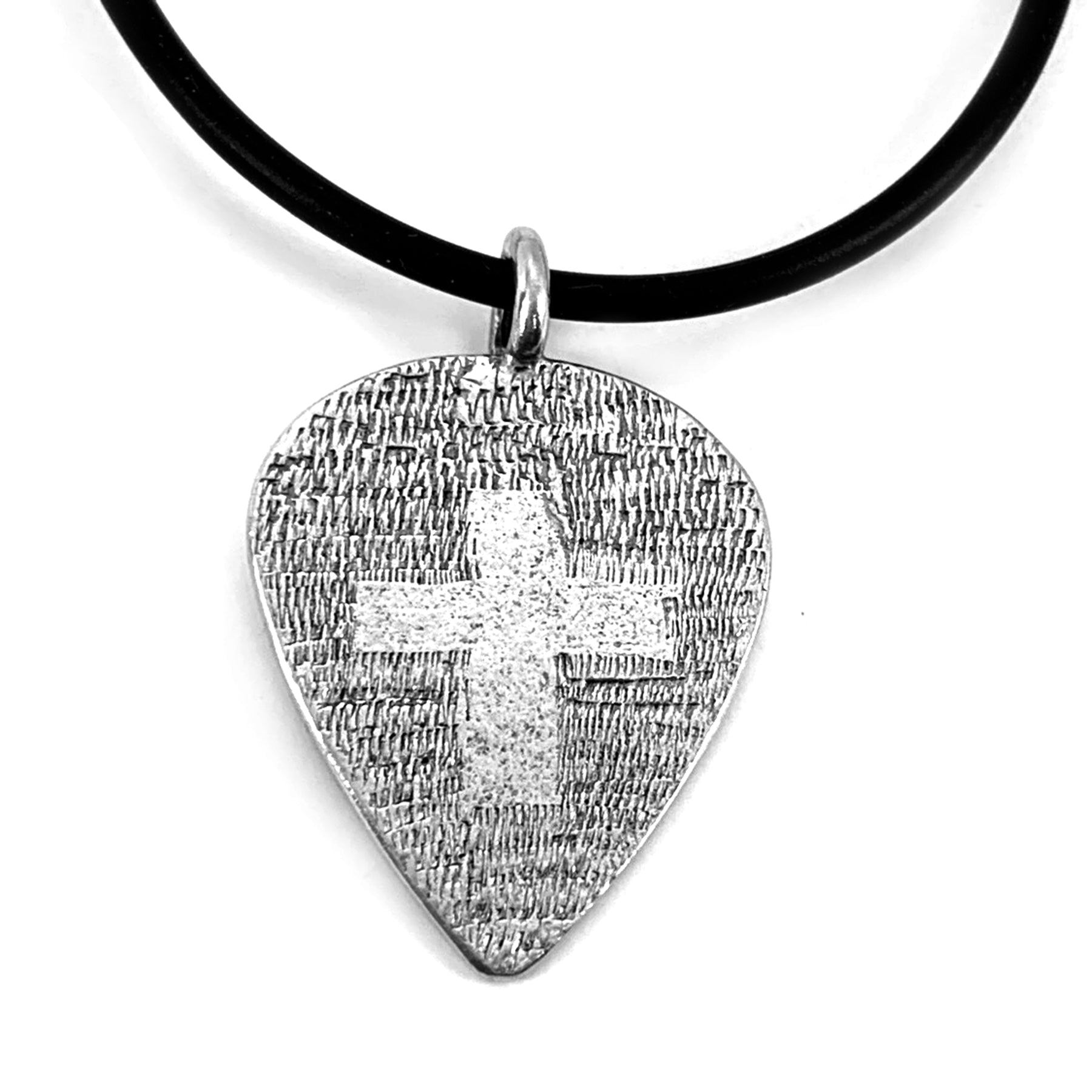 Cross Guitar Pick Pewter Necklace - Forgiven Jewelry