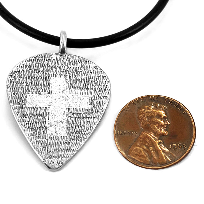 Cross Guitar Pick Pewter Necklace - Forgiven Jewelry