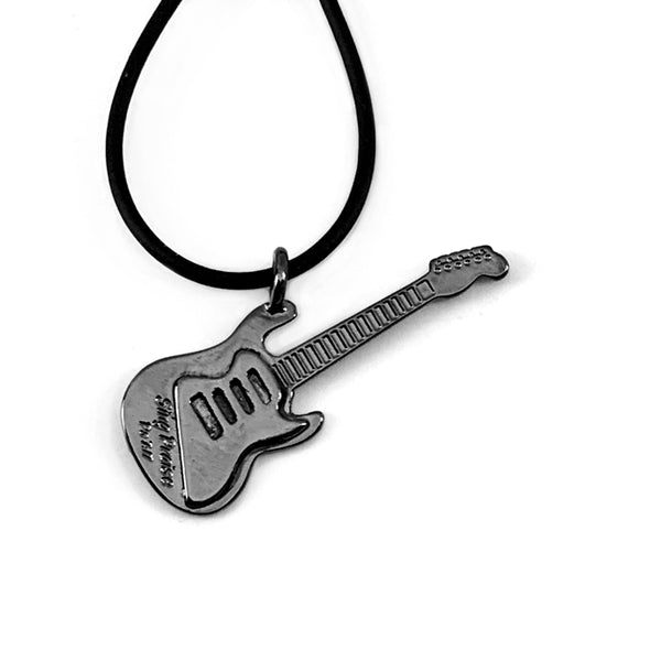 Electric Guitar Sing Praise Gunmetal Necklace - Forgiven Jewelry
