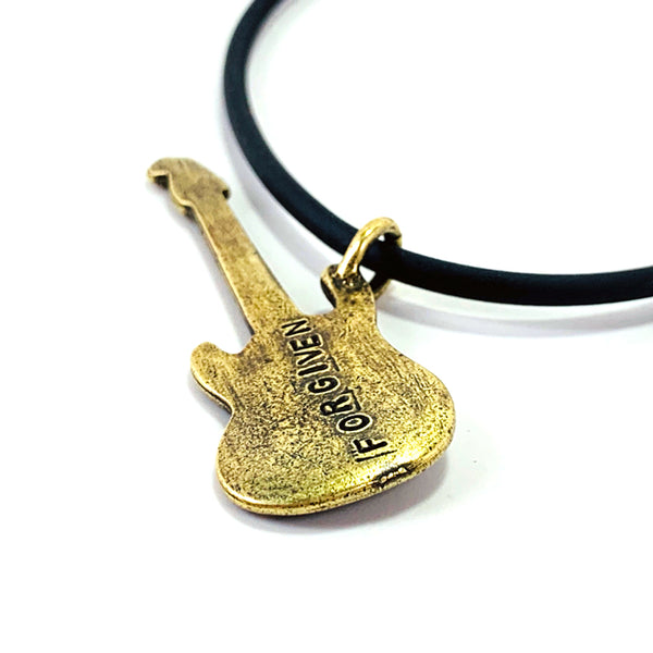 Electric Guitar Sing Praise Brass Necklace - Forgiven Jewelry
