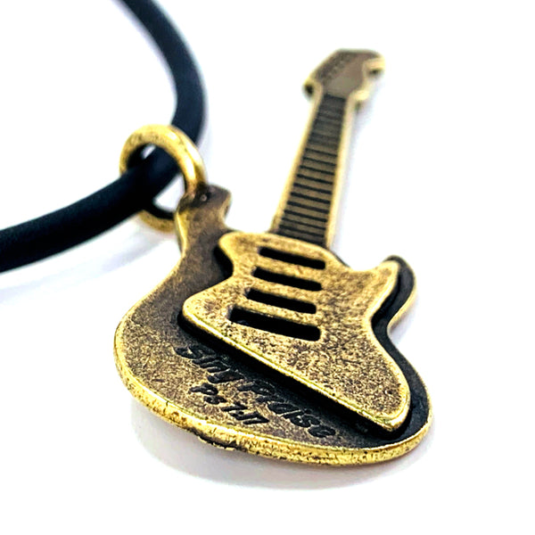 Electric Guitar Sing Praise Brass Necklace - Forgiven Jewelry