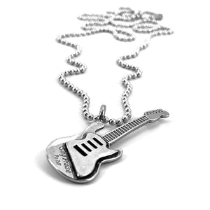 Electric Guitar Sing Praise Silver Ball Chain Necklace - Forgiven Jewelry