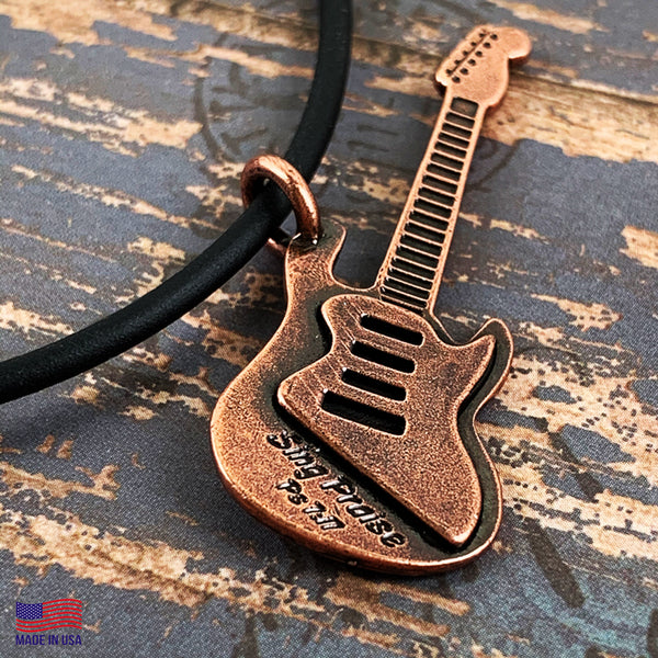 Electric Guitar Sing Praise Copper Necklace - Forgiven Jewelry