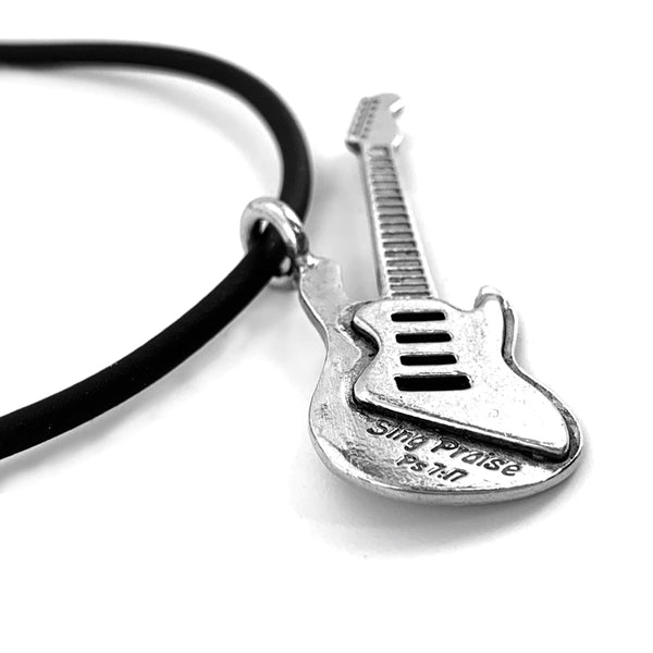 Electric Guitar Sing Praise Silver Necklace - Forgiven Jewelry