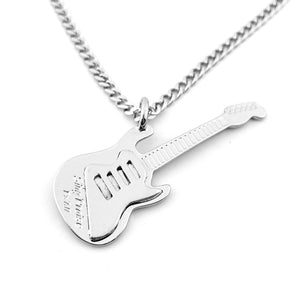 Electric Guitar Sing Praise Rhodium Finish Chain Necklace - Forgiven Jewelry