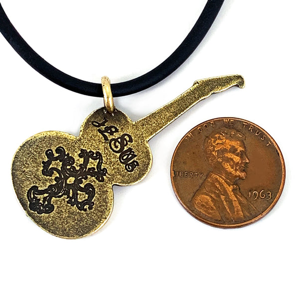 Electric Guitar Jesus Antique Brass Finish Necklace - Forgiven Jewelry