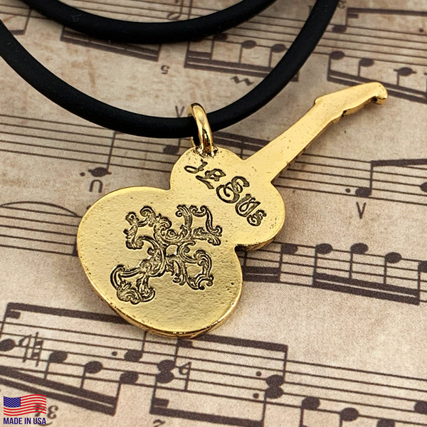 Electric Guitar Jesus Antique Gold Finish Necklace - Forgiven Jewelry