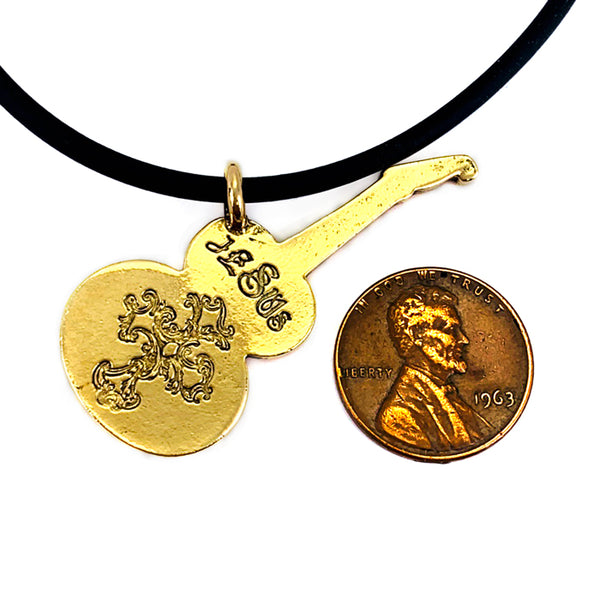 Electric Guitar Jesus Antique Gold Finish Necklace - Forgiven Jewelry