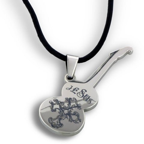 Electric Guitar Jesus Stainless Steel Necklace - Forgiven Jewelry