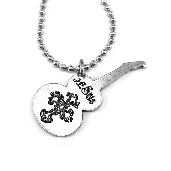 Electric Guitar Jesus Antique Silver Finish On Ball Chain Necklace - Forgiven Jewelry