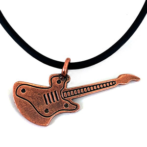 Electric Guitar Antique Copper Pewter Necklace - Forgiven Jewelry