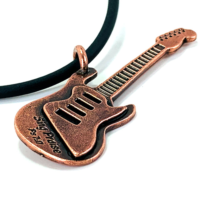 Electric Guitar Sing Praise Copper Necklace - Forgiven Jewelry