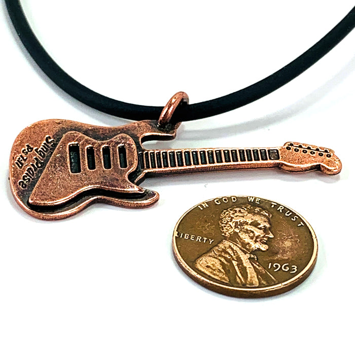 Electric Guitar Sing Praise Copper Necklace - Forgiven Jewelry