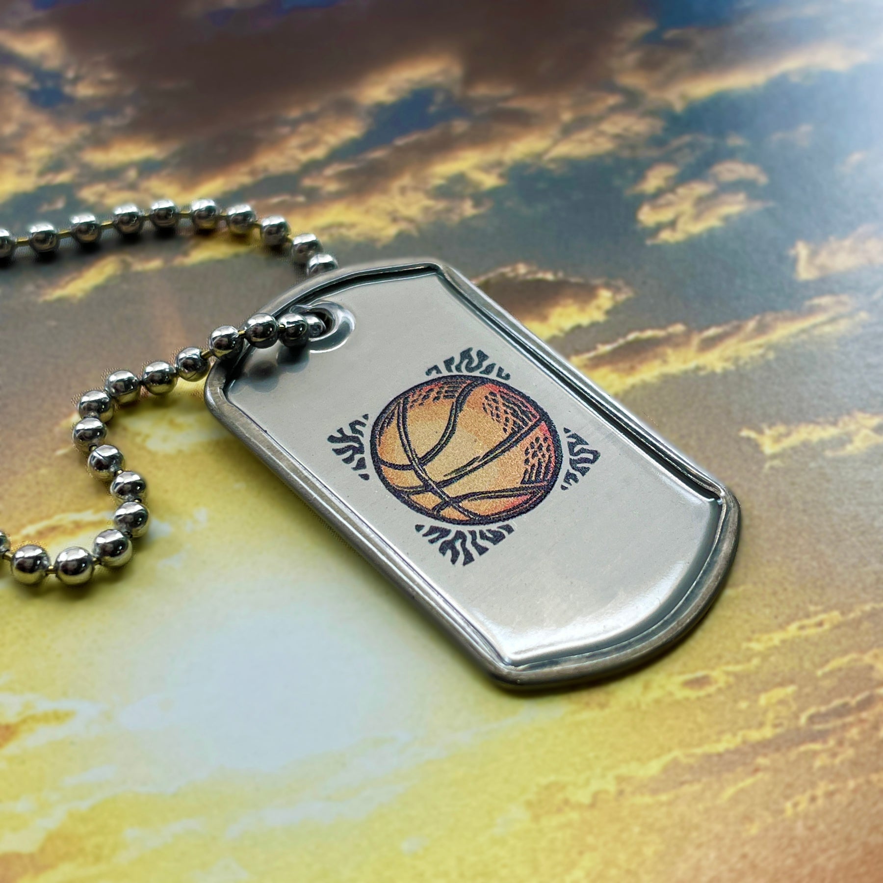 Basketball Mini Dog Tag Philippians 4:13 Necklace 30 Inch Ball Chain