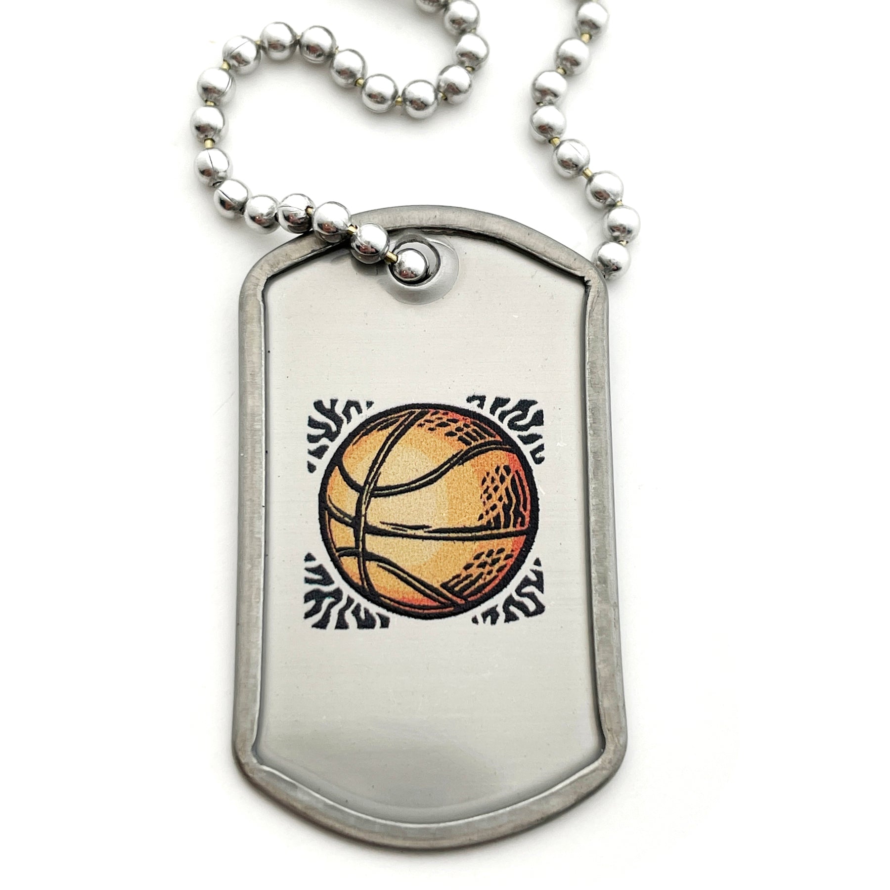 Basketball Mini Dog Tag Philippians 4:13 Necklace 30 Inch Ball Chain