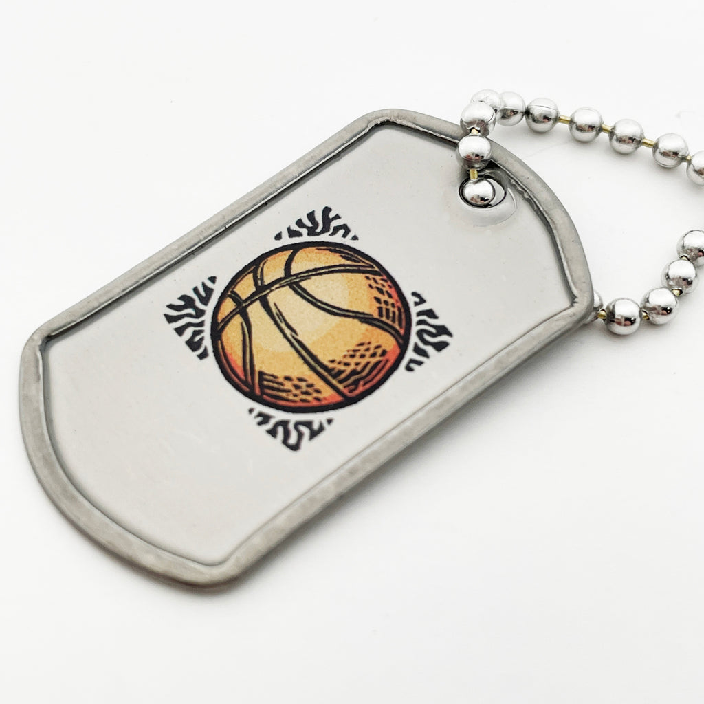 Basketball Mini Dog Tag Philippians 4:13 Necklace 30 Inch Ball Chain