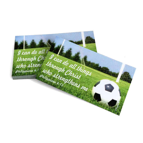 Soccer Phil 413 I Can Do All Things Through Christ Inspirational Pocket Card - Forgiven Jewelry