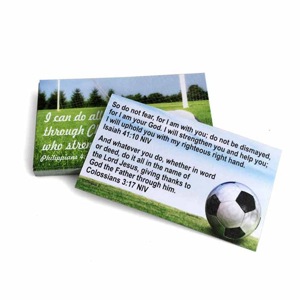 Soccer Phil 413 I Can Do All Things Through Christ Inspirational Pocket Card - Forgiven Jewelry