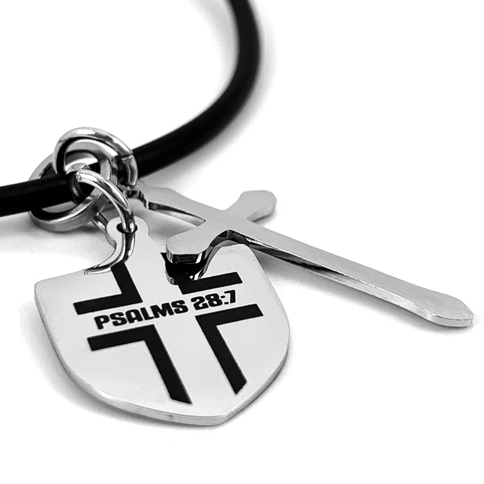 Shield with Cross Necklace - Forgiven Jewelry
