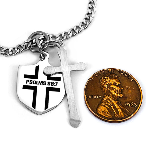Shield with Cross Chain Necklace - Forgiven Jewelry