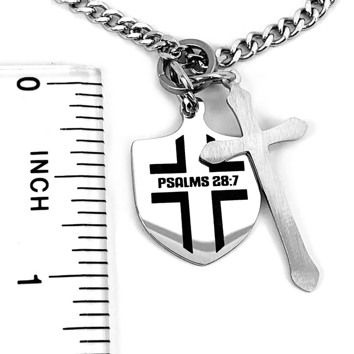 Shield with Cross 18 Inch Chain Necklace - Forgiven Jewelry