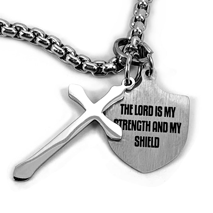 Shield with Cross Heavy Chain Necklace - Forgiven Jewelry