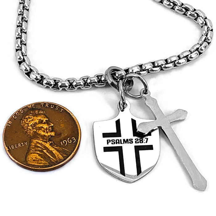 Shield with Cross Heavy Chain Necklace - Forgiven Jewelry