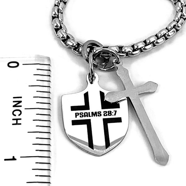 Shield with Cross Heavy Chain Necklace - Forgiven Jewelry
