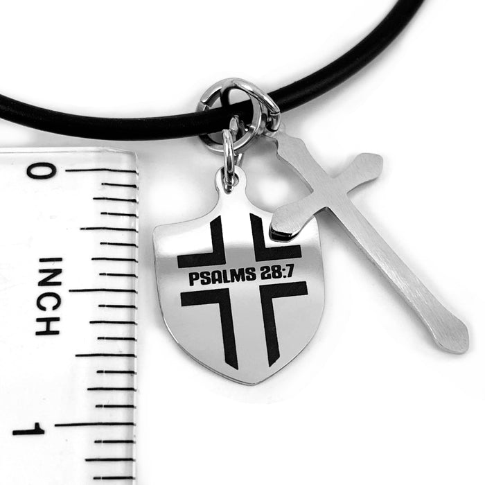 Shield with Cross Necklace - Forgiven Jewelry