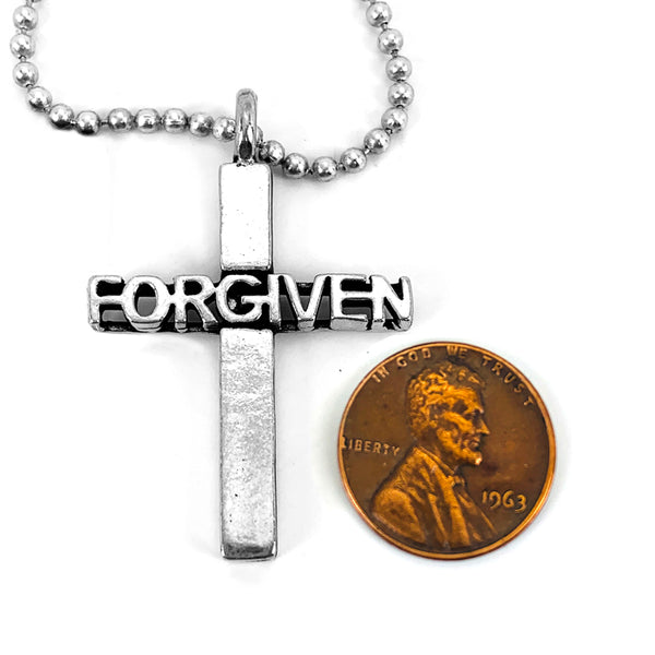 Forgiven Cross Pewter on Ball Chain - Forgiven Jewelry