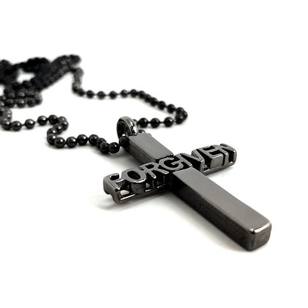 Forgiven Cross Gunmetal on Ball Chain - Forgiven Jewelry