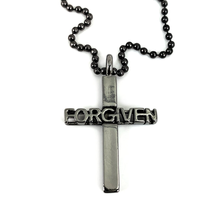 Forgiven Cross Gunmetal on Ball Chain - Forgiven Jewelry