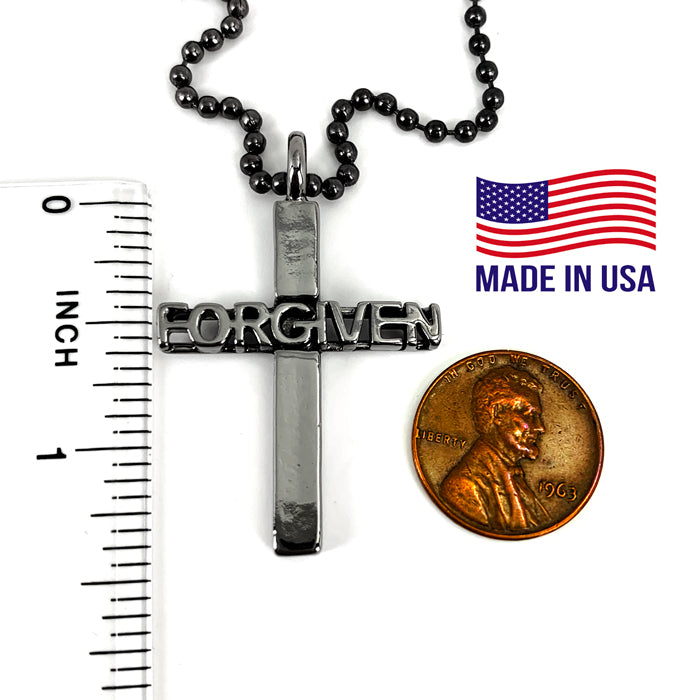 Forgiven Cross Gunmetal on Ball Chain - Forgiven Jewelry