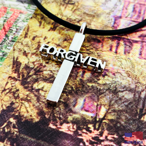 Forgiven Cross Rhodium Metal Finish Necklace - Forgiven Jewelry