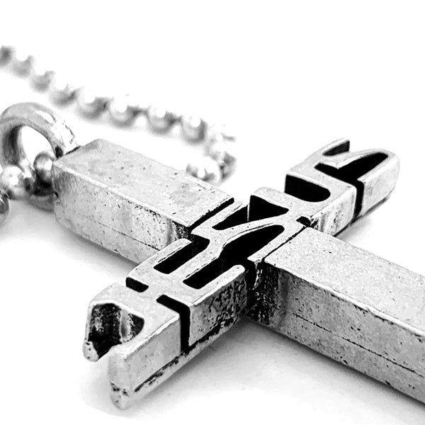 Jesus Cross Pewter on Ball Chain - Forgiven Jewelry
