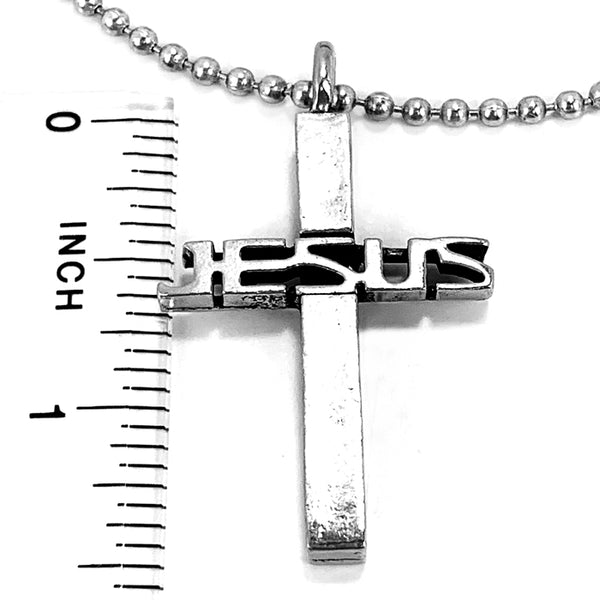 Jesus Cross Pewter on Ball Chain - Forgiven Jewelry