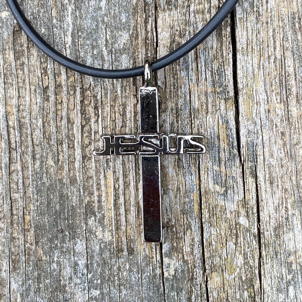 Jesus Cross Gunmetal Finish Necklace - Forgiven Jewelry