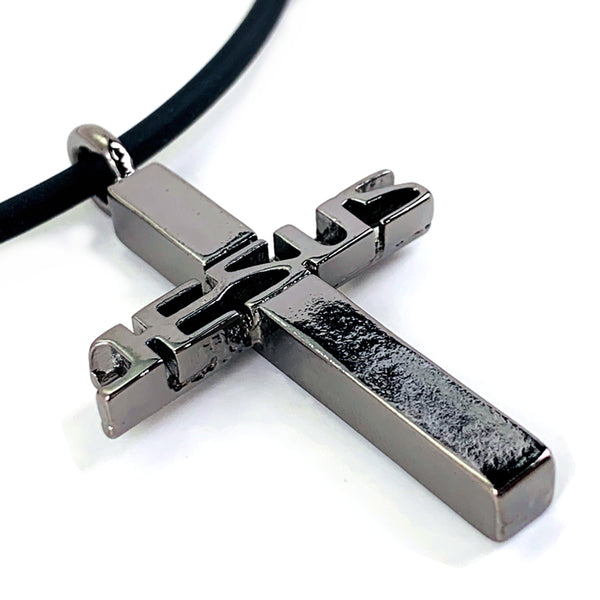 Jesus Cross Gunmetal Finish Necklace - Forgiven Jewelry
