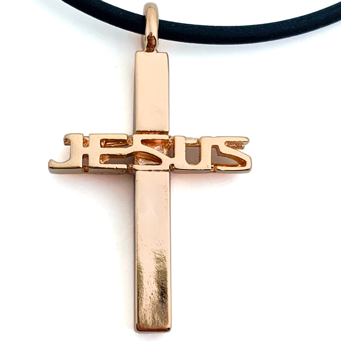 Jesus Cross Rose Gold Color Finish Necklace - Forgiven Jewelry
