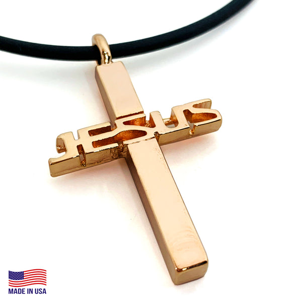 Jesus Cross Rose Gold Color Finish Necklace - Forgiven Jewelry