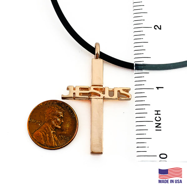 Jesus Cross Rose Gold Color Finish Necklace - Forgiven Jewelry